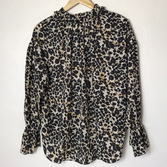 SANCTUARY Ruffle Collar Animal Print  Blouse Size S - Picture 4 of 9